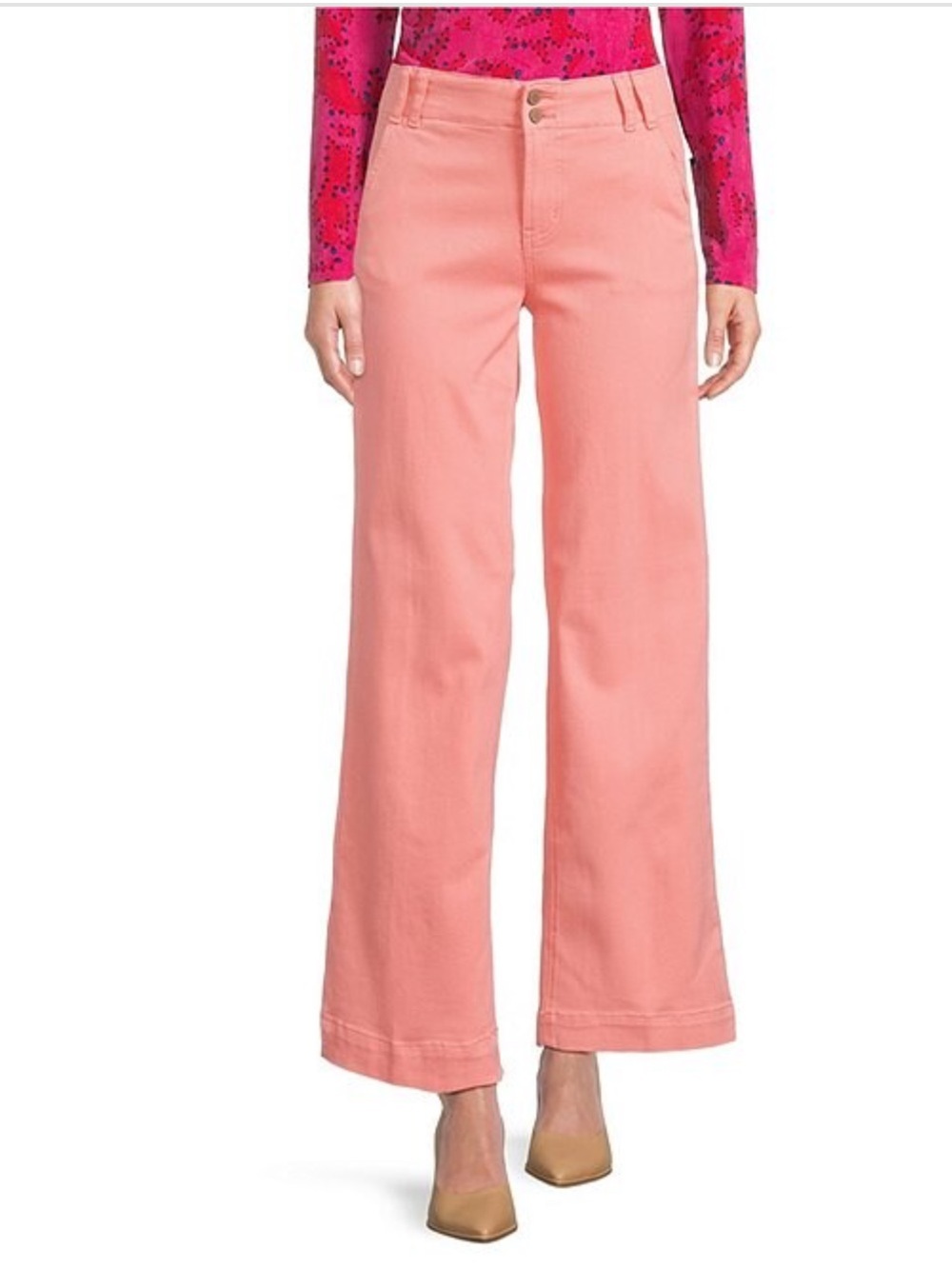 NIC+ZOE Weekend Stretch Denim Wide Leg Trouser Jeans Coral Size 31